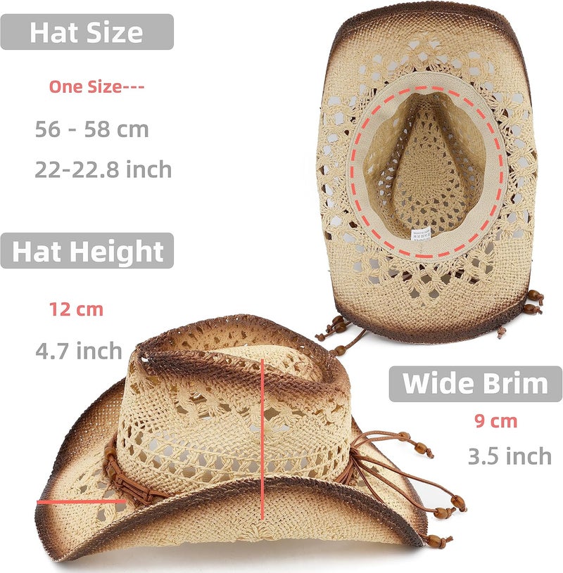 Pro Celia Men Women Cowgirl Straw Western Cowboy Hat - Image 4